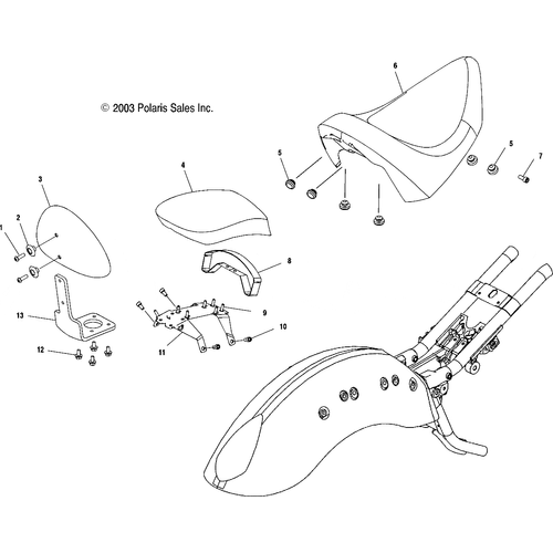 Body, Seat And Backrest (Touring) - 2004 Victory Victory Vegas All Options - V04Gb16/Nc16 Schematic 5608 OEM Schematic