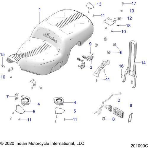 Body, Seat Asm All Options - 2021 Indian Roadmaster Dark Horse Schematic-22812 OEM Schematic