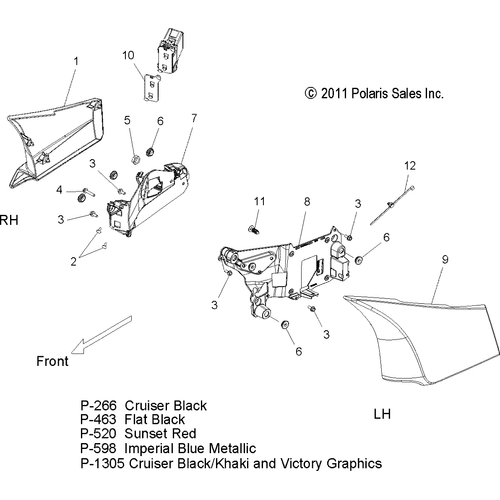 Body, Side Cover - 2012 Victory Cross Roads All Options - V12Bw36/Ew36 Schematic 3070 OEM Schematic