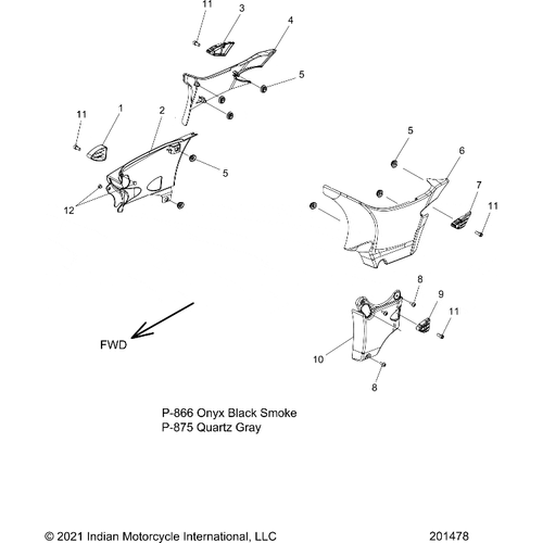 Body, Side Covers - 2022 Indian Springfield Dark Horse Schematic-20157 OEM Schematic