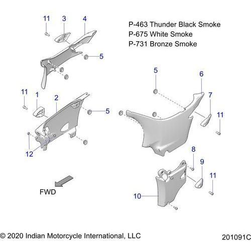 Body, Side Covers All Options - 2021 Indian Roadmaster Dark Horse Schematic-22813 OEM Schematic