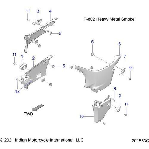 Body, Side Covers All Options - 2022 Indian Chieftain Elite Schematic-21527 OEM Schematic