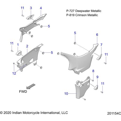 Body, Side Covers N21tvaaa/N21tvaca All Options - 2021 Indian Chief Vintage Premium 111 Schematic-23414 OEM Schematic