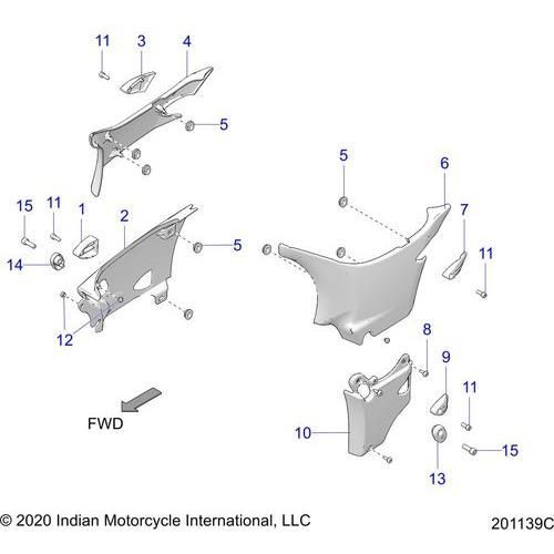 Body, Side Covers N21tvdaa/N21tvdca All Options - 2021 Indian Chief Vintage Dark Horse 111 Schematic-23557 OEM Schematic