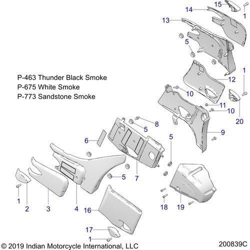 Body, Side Covers, Rear All Options - 2020 Indian Challenger Dark Horse Schematic-25154 OEM Schematic