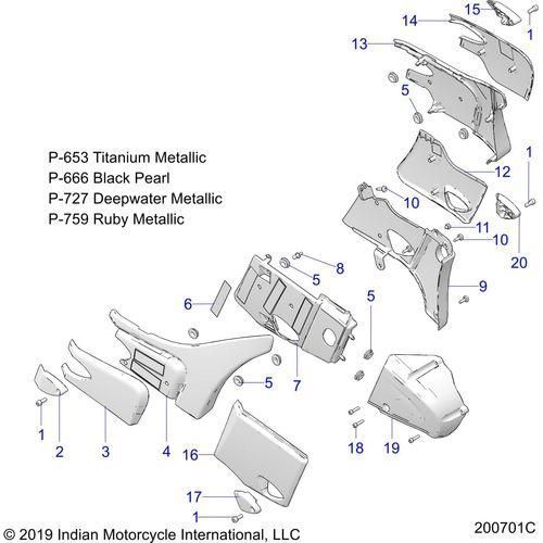 Body, Side/Rear Covers All Options - 2020 Indian Challenger Base/Limited Schematic-25223 OEM Schematic
