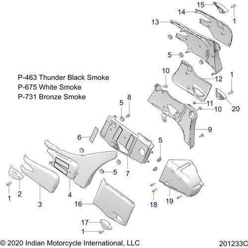 Body, Side/Rear Covers All Options - 2021 Indian Challenger Dark Horse Schematic-23745 OEM Schematic