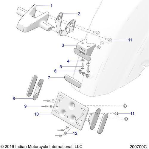 Body, Taillight, License Plate Bracket All Options - 2021 Indian Challenger Limited Schematic-23701 OEM Schematic