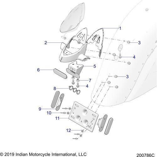Body, Taillight, License Plate Bracket All Options - 2022 Indian Roadmaster Schematic-20895 OEM Schematic