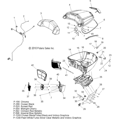 Body, Trunk Asm. (Accessory) - 2011 Victory Cross Roads Custom/Cross Country All Options - V11Bb36/Db36/Dc36/Eb36 Schematic 3494 OEM Schematic