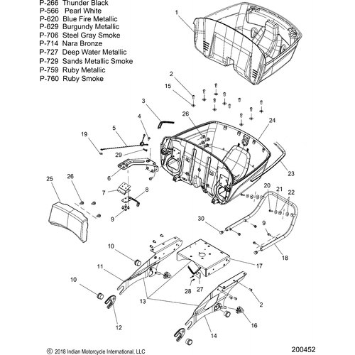 Body, Trunk Base Mounting Asm. All Options - 2019 Indian Roadmaster/Elite Schematic-25611 OEM Schematic