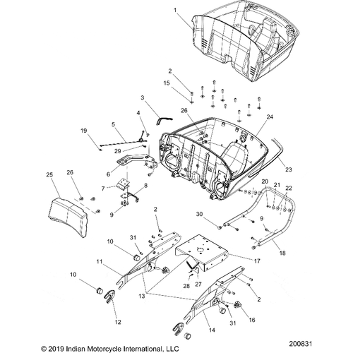 Body, Trunk Base Mounting Asm. All Options - 2020 Indian Roadmaster Elite Schematic-24270 OEM Schematic