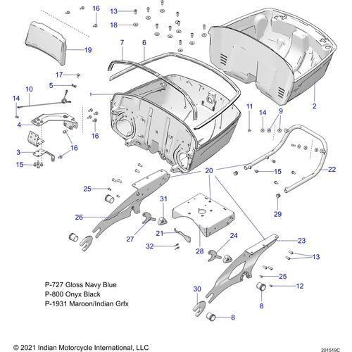 Body, Trunk Base Mounting Asm. All Options - 2022 Indian Pursuit Limited / Limited Premium Schematic-20959 OEM Schematic