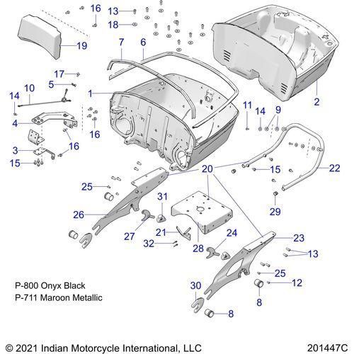 Body, Trunk Base Mounting Asm. All Options - 2022 Indian Roadmaster Schematic-20870 OEM Schematic