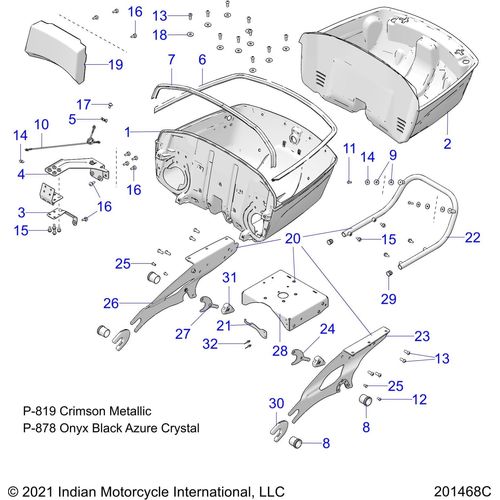 Body, Trunk Base Mounting Asm. All Options - 2022 Indian Roadmaster Premium Schematic-20707 OEM Schematic