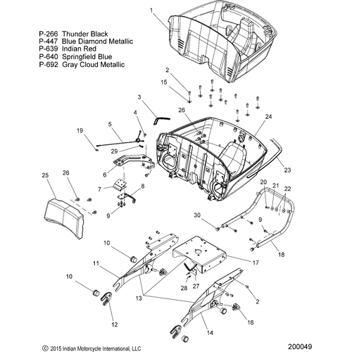 Body, Trunk Base Mounting Asm. N16traaa All Options - 2016 Indian Chieftain/Chieftain Dark Horse/Roadmaster Schematic-27841 OEM Schematic