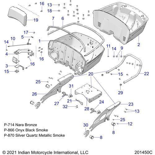 Body, Trunk Base Mounting Asm. N22tkdbb All Options - 2022 Indian Roadmaster Dark Horse Schematic-20790 OEM Schematic