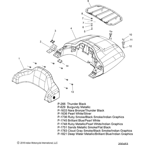 Body, Trunk Lid And Backrest Asm. All Options - 2019 Indian Roadmaster/Elite Schematic-25600 OEM Schematic