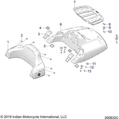 Body, Trunk Lid And Backrest Asm. All Options - 2020 Indian Roadmaster Elite Schematic-24289 OEM Schematic