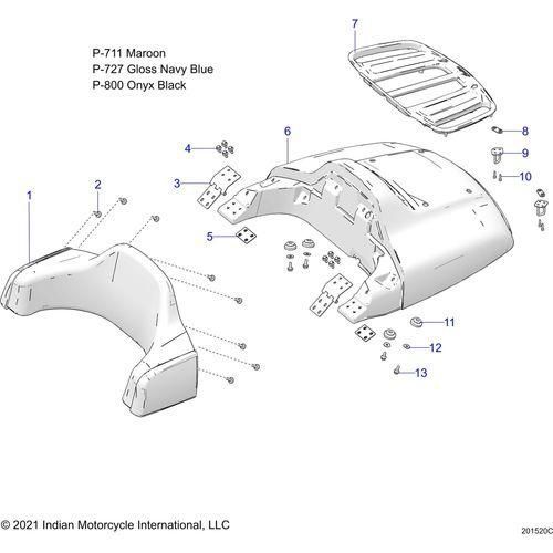 Body, Trunk Lid And Backrest Asm. All Options - 2022 Indian Pursuit Limited / Limited Premium Schematic-20982 OEM Schematic