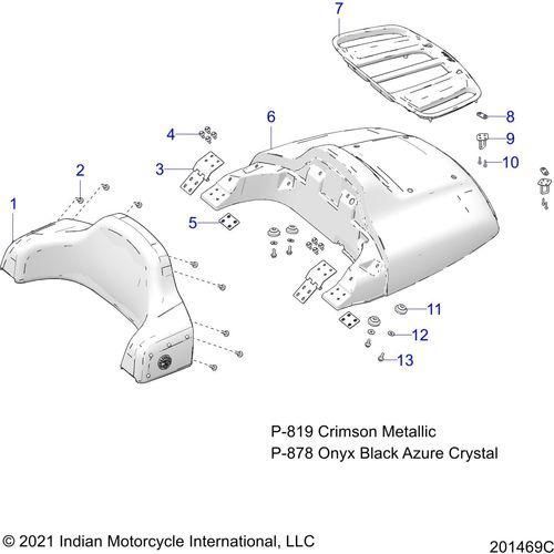 Body, Trunk Lid And Backrest Asm. All Options - 2022 Indian Roadmaster Premium Schematic-20734 OEM Schematic