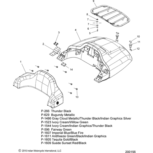 Body, Trunk Lid And Backrest Asm. N17traaa All Options - 2017 Indian Chieftain/Roadmaster Schematic-27286 OEM Schematic
