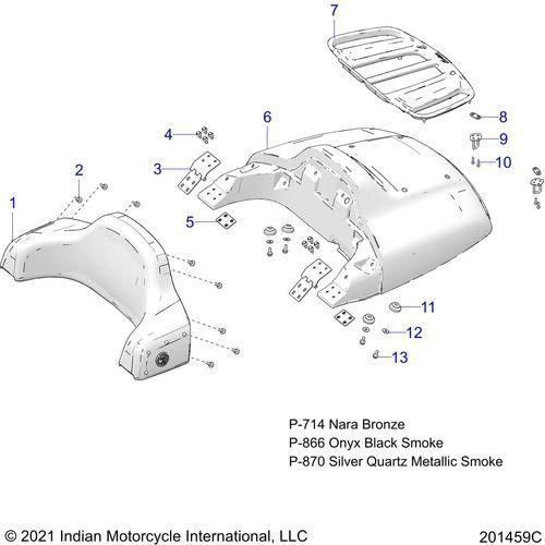 Body, Trunk Lid And Backrest Asm. N22tkdbb All Options - 2022 Indian Roadmaster Dark Horse Schematic-20817 OEM Schematic