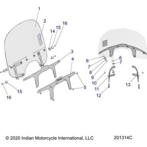 Body, Windshield All Options All Options - 2022 Indian Super Chief 111 Schematic-20083 OEM Schematic