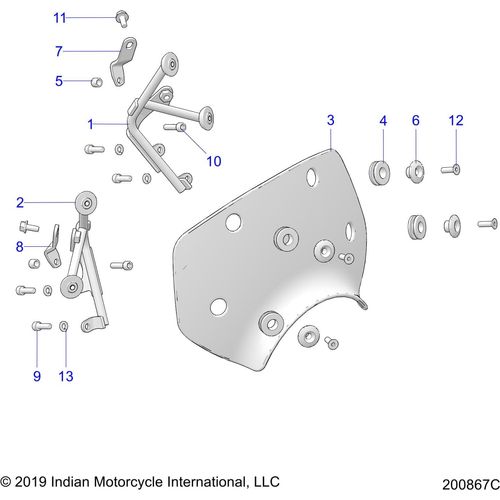 Body, Windshield And Mounting - 2020 Indian Ftr 1200 Rally Schematic-24445 OEM Schematic