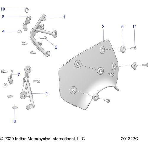 Body, Windshield And Mounting - 2022 Indian Ftr 1200 Rally Schematic-21127 OEM Schematic