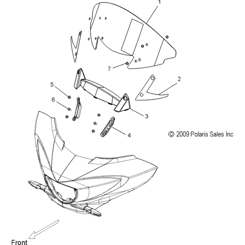 Body, Windshield Fairing - 2010 Victory Cross Country/Cross Roads All Options - V10Db36Da/Eb36Da Schematic 3867 OEM Schematic