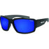 Boogie Bomb Eyewear Matte Black W/Blue Mirror Polarized by Bomber BG111-BM Sunglasses