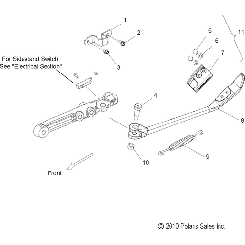 Bracket, Side Stand Stop, Black [49 State] by Polaris 5251770-266 Kickstand Repair