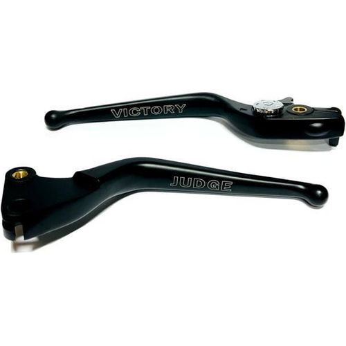 Taylor Specialties Engraved Lever Sets Brake & Clutch Lever Set Engraved "Judge" Contrast Cut Black Groove by Witchdoctors WD-JUDLVR