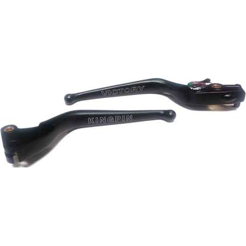 Brake & Clutch Lever Set Engraved "Kingpin" Black by Witchdoctors