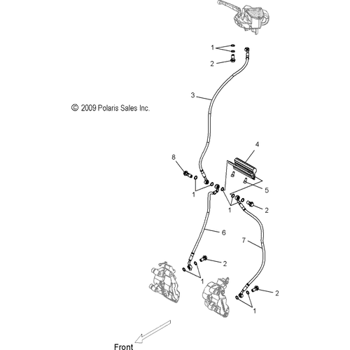 Brakes, Brake Line, Front - 2010 Victory Cross Country/Cross Roads All Options - V10Db36Da/Eb36Da Schematic 3869 OEM Schematic