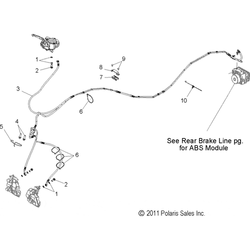 Brakes, Brake Line, Front, Abs - 2013 Victory Cross Roads Classic/Hard-Ball All Options - V13Bw36/Ew36 Schematic 2585 OEM Schematic