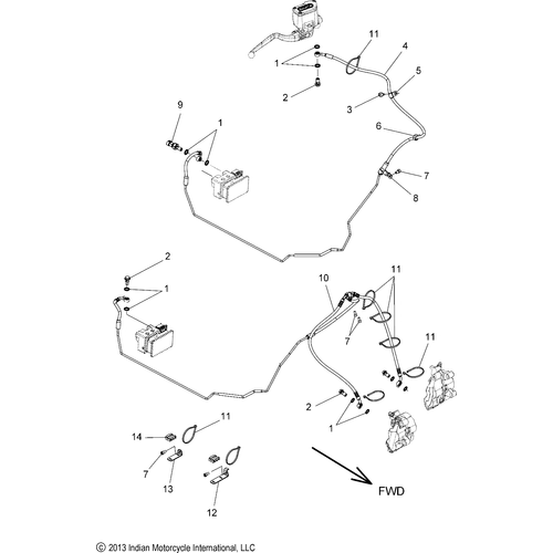 Brakes, Brake Line, Front, Abs All Options - 2015 Indian Chieftain/Roadmaster Schematic-28130 OEM Schematic
