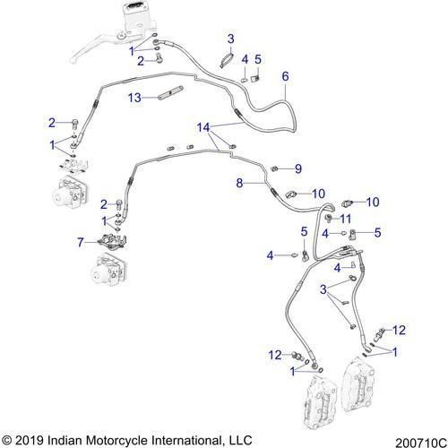 Brakes, Brake Line, Front, Abs All Options - 2020 Indian Challenger Base/Limited Schematic-25251 OEM Schematic