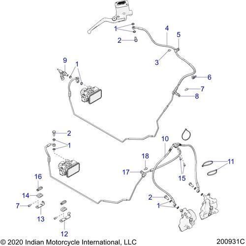 Brakes, Brake Line, Front, Abs All Options - 2021 Indian Springfield 116 Schematic-22351 OEM Schematic