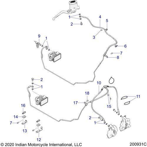 Brakes, Brake Line, Front, Abs All Options - 2021 Indian Springfield Dark Horse Intl Schematic-22207 OEM Schematic