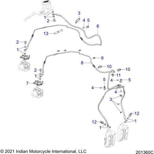 Brakes, Brake Line, Front, Abs All Options - 2022 Indian Challenger Dark Horse Schematic-22141 OEM Schematic