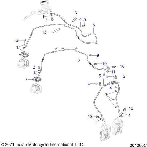 Brakes, Brake Line, Front, Abs All Options - 2022 Indian Challenger Limited Schematic-22000 OEM Schematic