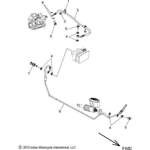 Brakes, Brake Line, Rear, Abs All Options - 2018 Indian Chieftain Dark Horse Schematic-26777 OEM Schematic