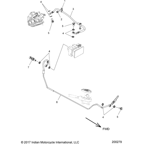Brakes, Brake Line, Rear, Abs All Options - 2020 Indian Chief Vintage Schematic-25050 OEM Schematic