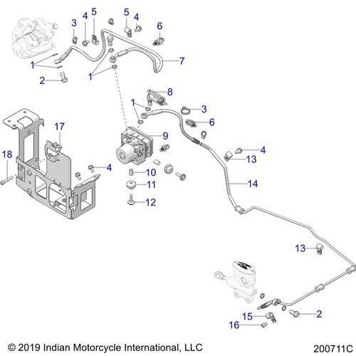 Brakes, Brake Line, Rear, And Abs Module Asm. All Options - 2022 Indian Challenger Standard Schematic-21931 OEM Schematic