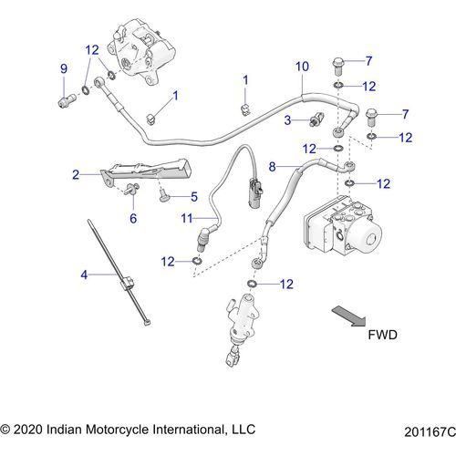 Brakes, Brake Line, Rear N22rza22/Rzs25 - 2022 Indian Ftr 1200 Schematic-21240 OEM Schematic