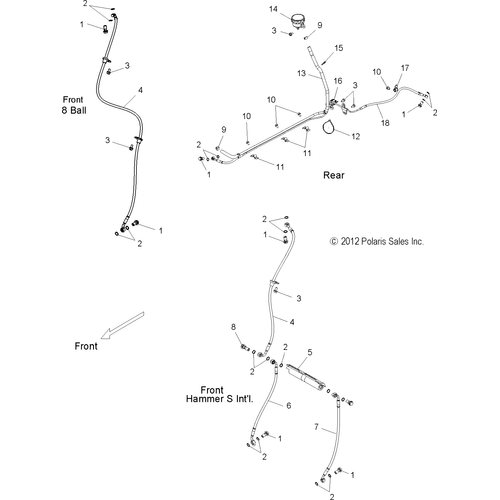 Off Road Express OEM Schematic Brakes, Brake Lines And Reservoir - 2013 Victory Hammer 8 Ball/S Intl - V13Ha36/Hs36 Schematic 2646