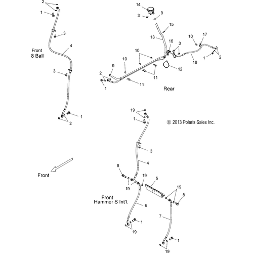 Brakes, Brake Lines And Reservoir - 2014 Victory Hammer 8 Ball/S Intl/S Le Intl - V14Ha36/Hs36 Schematic 2097 OEM Schematic