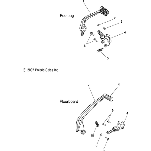 Brakes, Brake Pedal And Rear Master Cylinder - 2009 Victory Kingpin/Kingpin Touring/Kingpin Low/Kingpin Pinball All Options - V09Cb26/Cd26/Kb26/Pb26 Schematic 4356 OEM Schematic